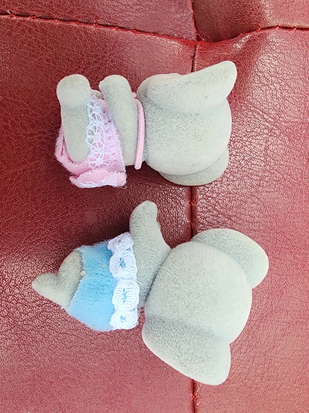 Small Grey Elephant Toy - Pink and Blue Outfits